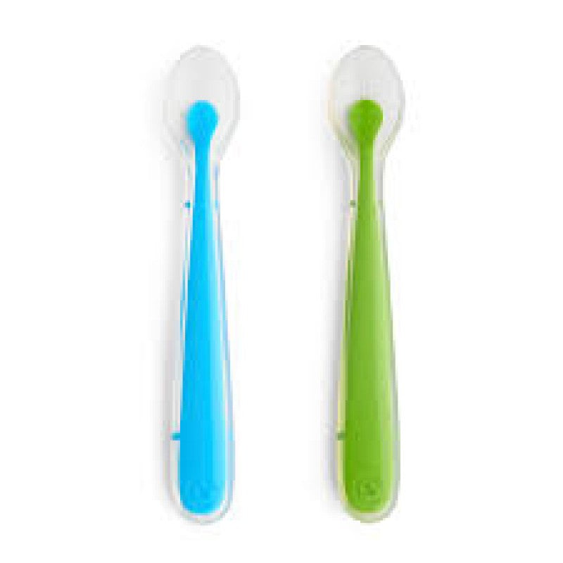 Munchkin Gentle Silicone Spoons - 2 Pack (Green/Blue) - BambiniJO