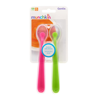 Munchkin Gentle Silicone Spoons - 2 Pack (Green/Pink) - BambiniJO