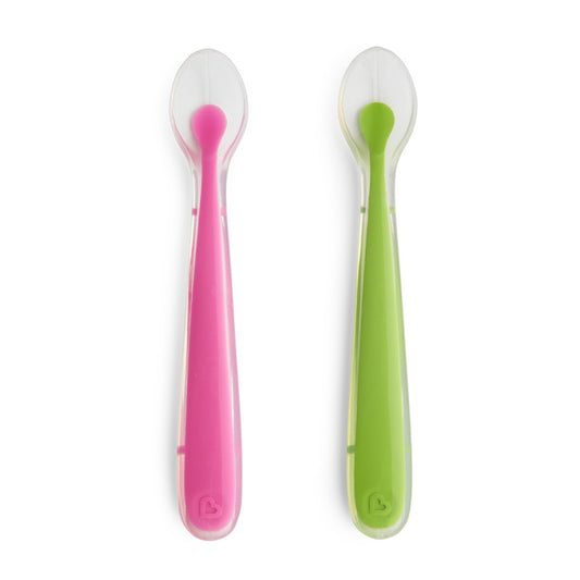 Munchkin Gentle Silicone Spoons 2 Pack (Green/Pink) — BambiniJO Jordan