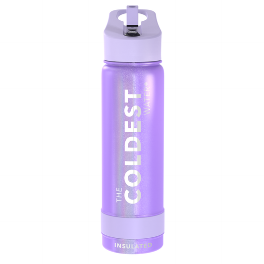 The Coldest Water -Straw Sports Bottle - 710ml - 24 OZ - Saturns Purple Glitter