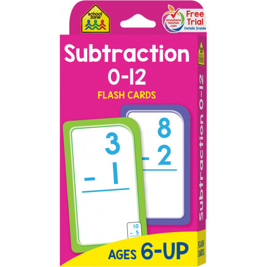 Subtraction 0-12 - Flash Cards - BambiniJO