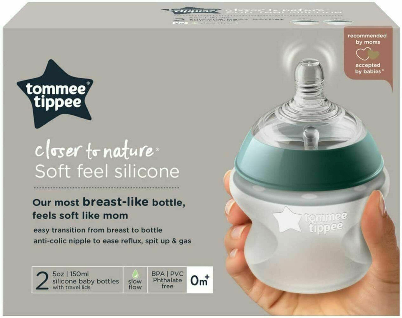 Tommee Tippee - Closer To Nature Silicone Baby Bottle TWO PACK - 150ML - BambiniJO | Buy Online | Jordan