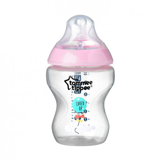 Tommee Tippee Closer to Nature Baby Bottle Decorated for Girl, 260ml - BambiniJO