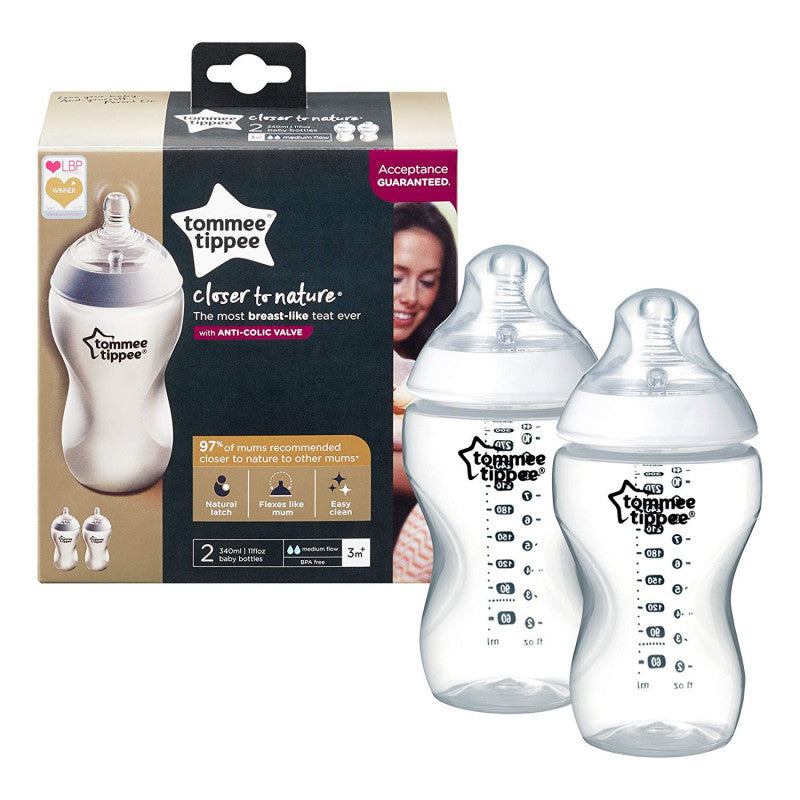 Tommee Tippee Closer to Nature Clear Bottles AR, 340 ml, 2 Count Tommee Tippee Closer to Nature Clear Bottles AR, 340 ml, 2 Count