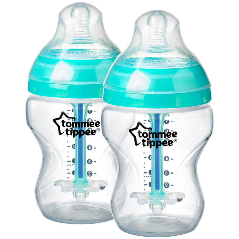 Tommee Tippee Advanced Anti Colic X2, 260 ml Slow Bottle with Heat Sensing Tube - BambiniJO