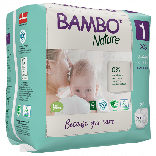 BAMBO Diapers Size 1 (2-4 kg), 22 Count BAMBO Diapers Size 1 (2-4 kg), 22 Count