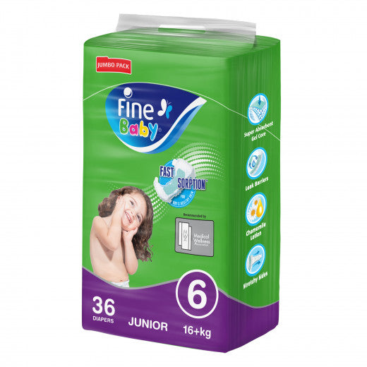 Fine Baby Diapers Size 6 Jumbo (16+ kg), 36 Count - BambiniJO | Buy Online | Jordan