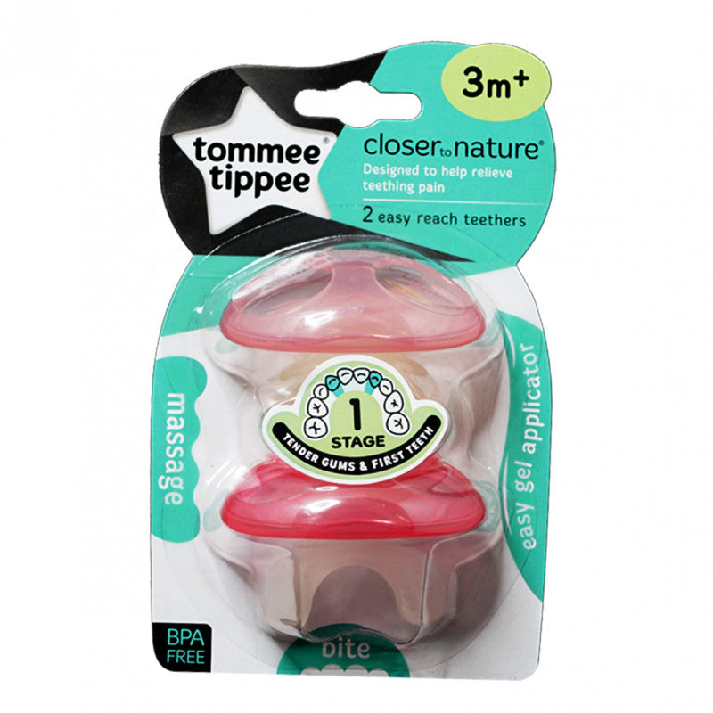 Tommee Tippee Closer to Nature +3 months Teether, 2 pieces, Pink - BambiniJO | Buy Online | Jordan