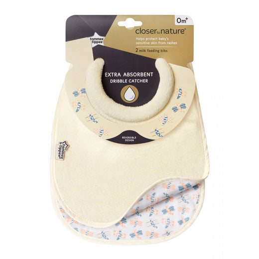 Tommee Tippee Closer to Nature Milk Feeding Bibs, 2 pieces, Beige Tommee Tippee Closer to Nature Milk Feeding Bibs, 2 pieces, Beige