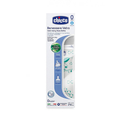 Chicco - Decorated Silicone Glass Feeding Bottle, 240 ml - BambiniJO | Buy Online | Jordan