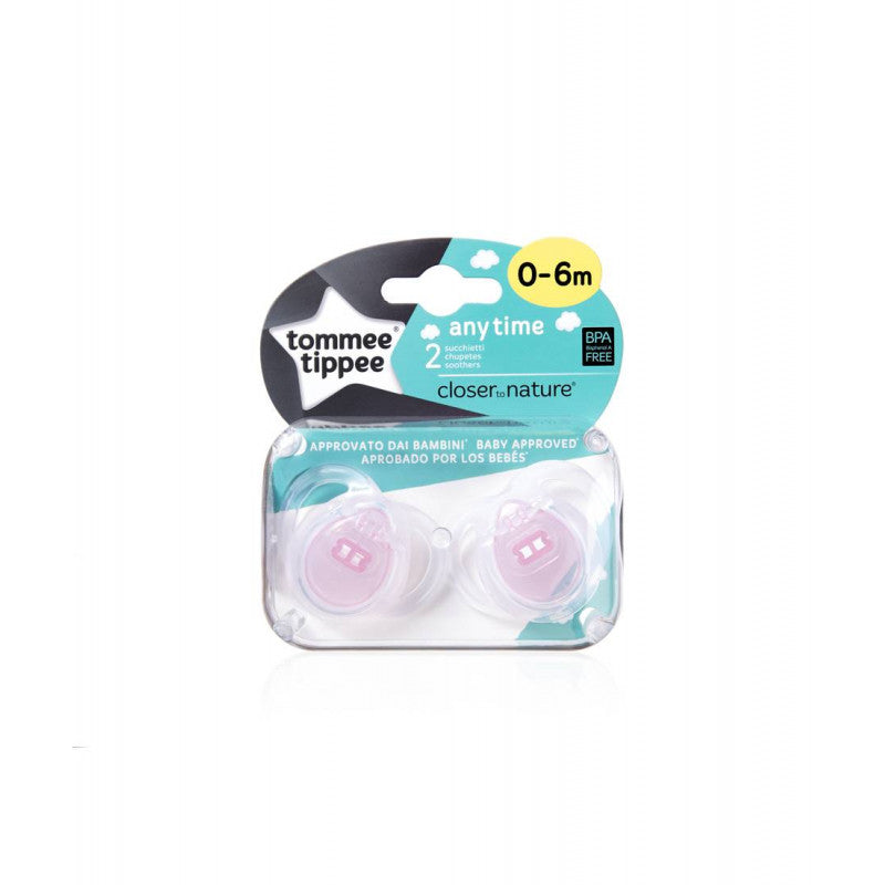 Tommee Tippee Anytime Soother ( 0-6 Months ), X2, Silicone Tommee Tippee Anytime Soother ( 0-6 Months ), X2, Silicone