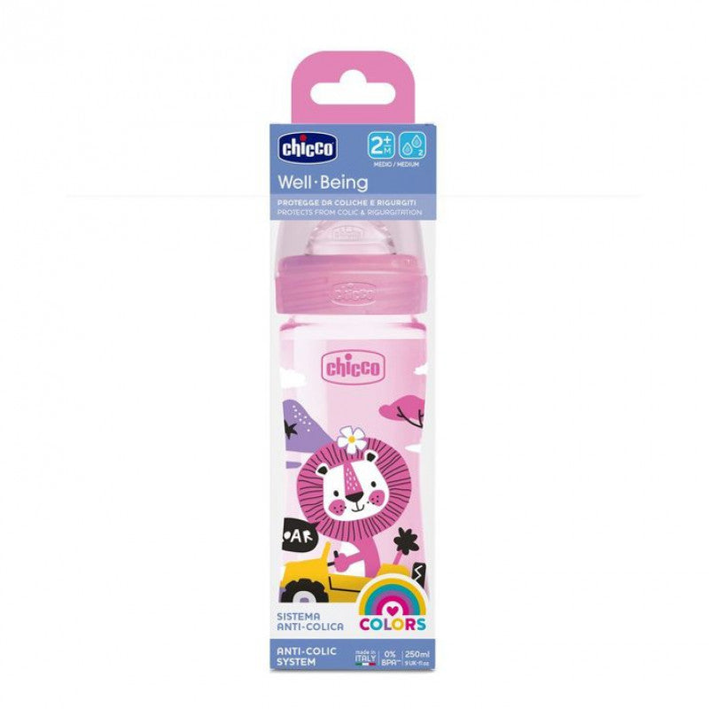 Chicco - WELL BEING BOTTLE 250ML 2M+ | MEDIUM FLOW | SILICONE NIPPLE Chicco - WELL BEING BOTTLE 250ML 2M+ | MEDIUM FLOW | SILICONE NIPPLE