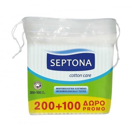 Septona Cotton Buds 200 pcs + 100 - Plastic Bag With String - BambiniJO | Buy Online | Jordan