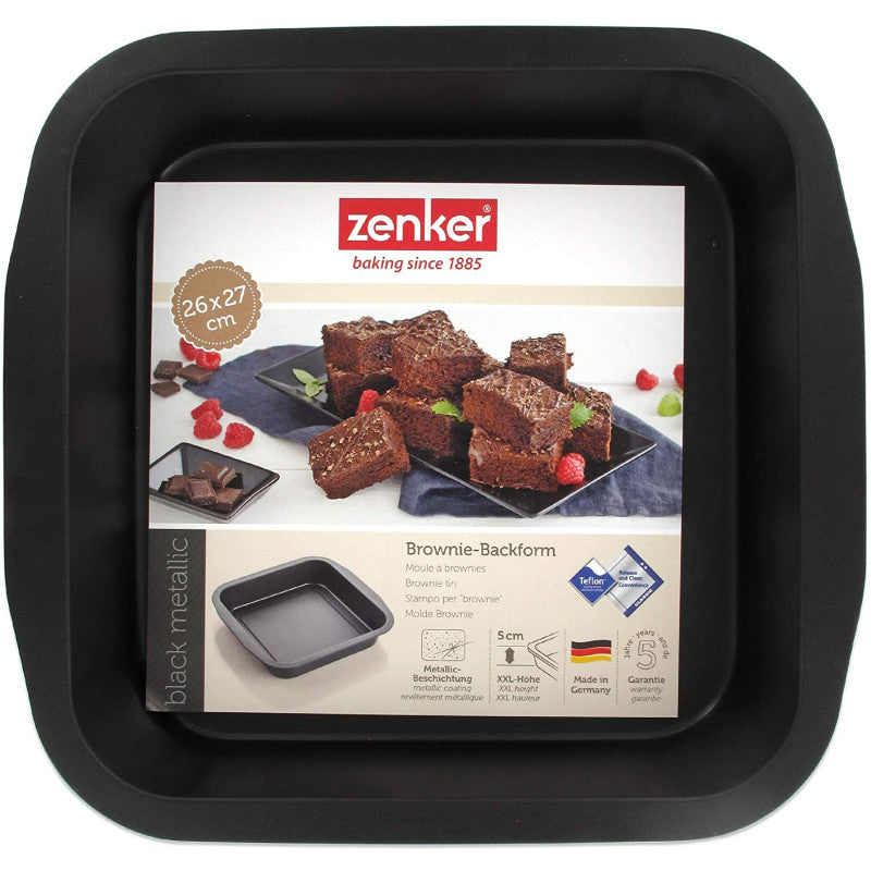 Zenker - "Black Metallic" Brownie Baking Tin, Black, 27X26X5 cm