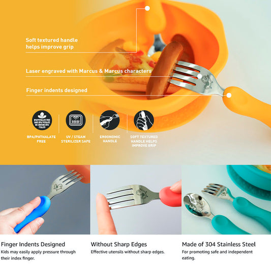 Silicone Easy Grip Spoon & Fork Set — BambiniJO Jordan