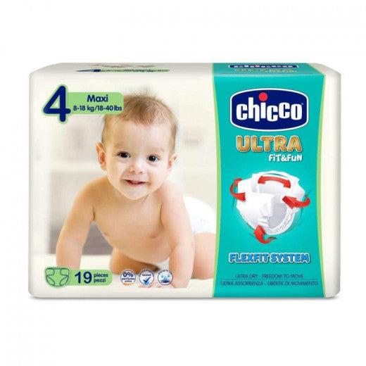 Chicco Diapers Ultra, Size 4 - 8-18Kg - 19 Pack