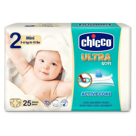 Chicco Diapers Ultra, Size 2 - 3-6Kg - 25 Pack