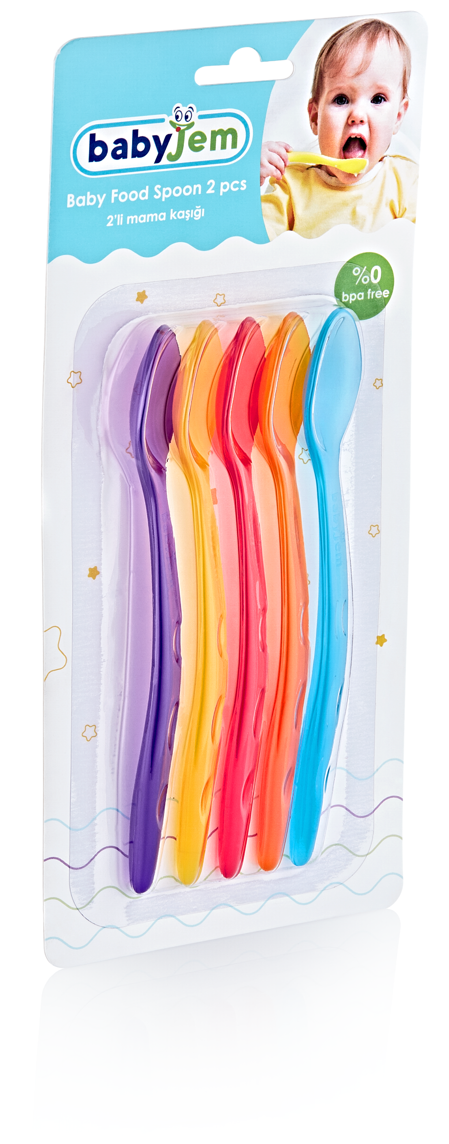 Babyjem - Food Spoon 5 pieces Transparent, Multicolor Babyjem - Food Spoon 5 pieces Transparent, Multicolor
