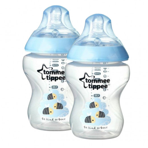 Tommee Tippee Closer to Nature Baby Bottle Decorated Blue, X2 Bottles, 260 ml - BambiniJO | Buy Online | Jordan