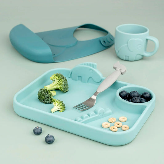 Peekaboo Compartment Plate Deer Friends Blue — BambiniJO Jordan