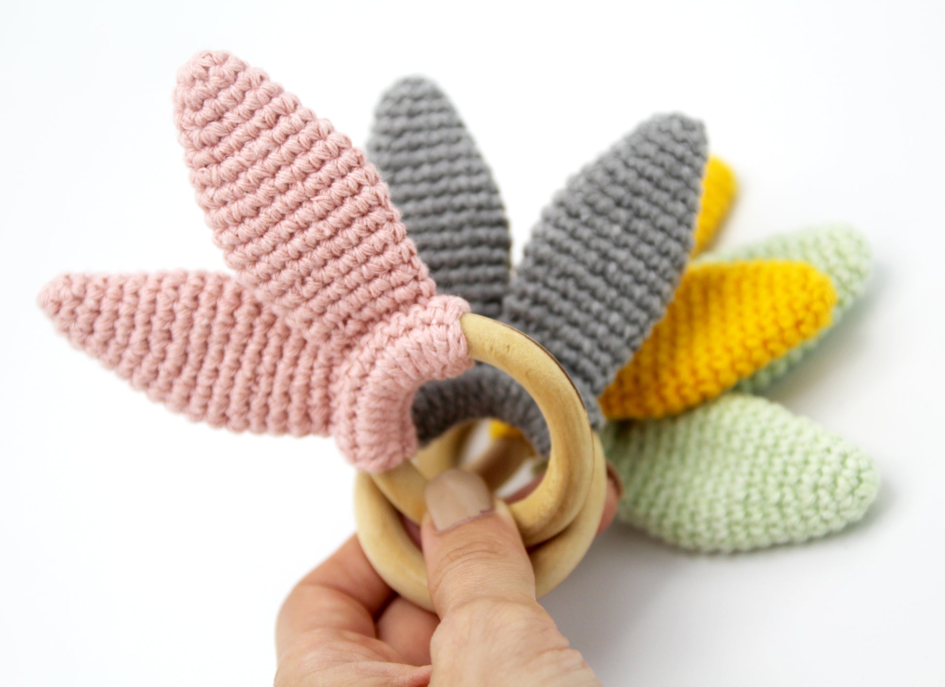 BabyJem - Knitted Cotton & Wooden Ring Teether BabyJem - Knitted Cotton & Wooden Ring Teether
