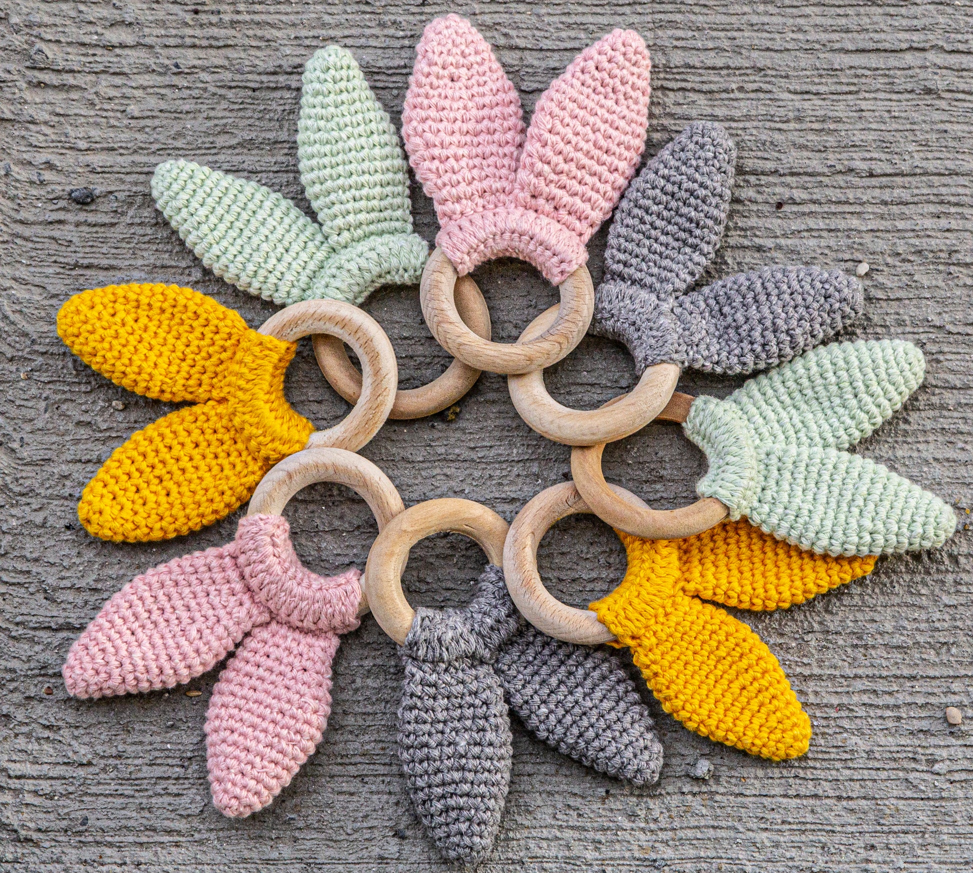 BabyJem - Knitted Cotton & Wooden Ring Teether BabyJem - Knitted Cotton & Wooden Ring Teether