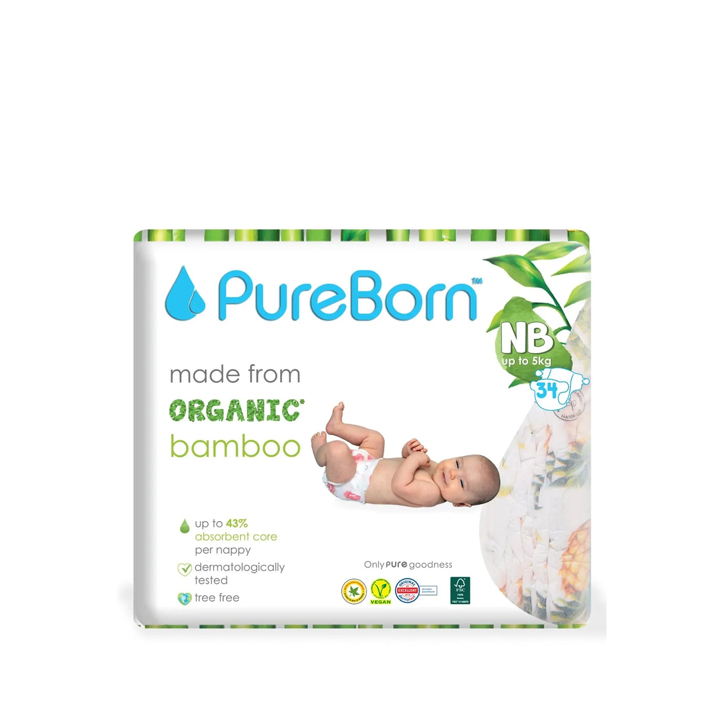 Organic Diapers Size 1 | Newborn up to 5kg | Single 34 Diapers - BambiniJO | Buy Online | Jordan