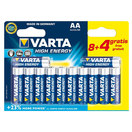 VARTA High Energy AA Batteries (8+4pcs) HE 9V