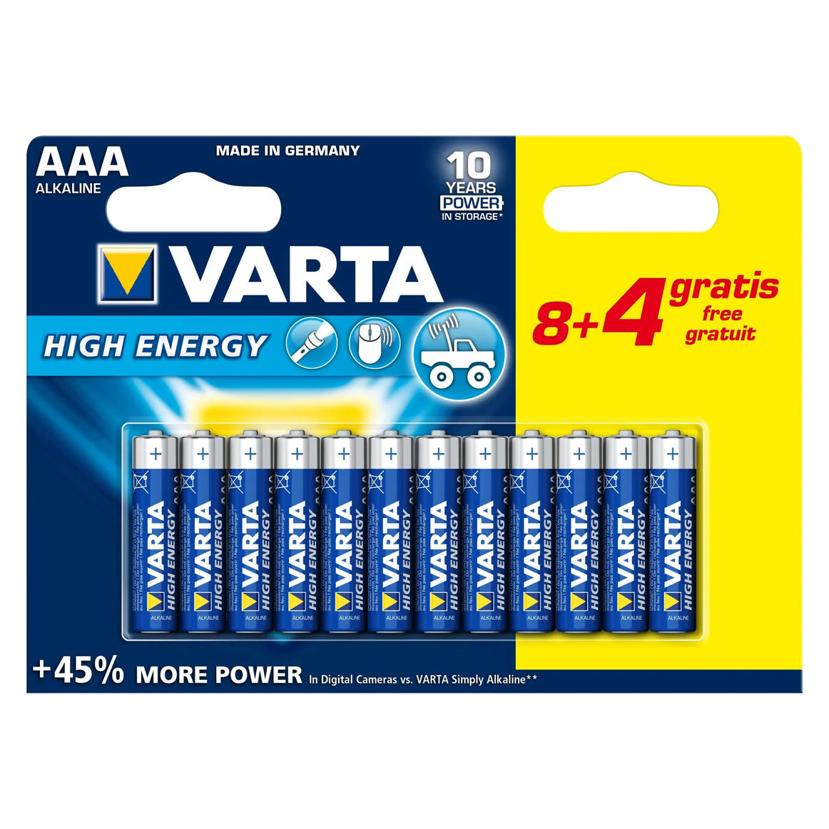 VARTA High Energy AAA Batteries (8+4pcs) HE 9V