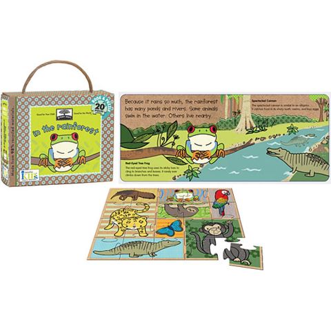 iKids - In the Rainforest Board Book and Puzzle Set - BambiniJO