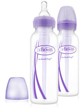 Load image into Gallery viewer, Dr. Brown&#39;s set of two 250ml - Narrow Neck Bottle (Level 1 Nipple) - BambiniJO