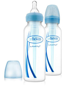 Dr. Brown's set of two 250ml - Narrow Neck Bottle (Level 1 Nipple) - BambiniJO