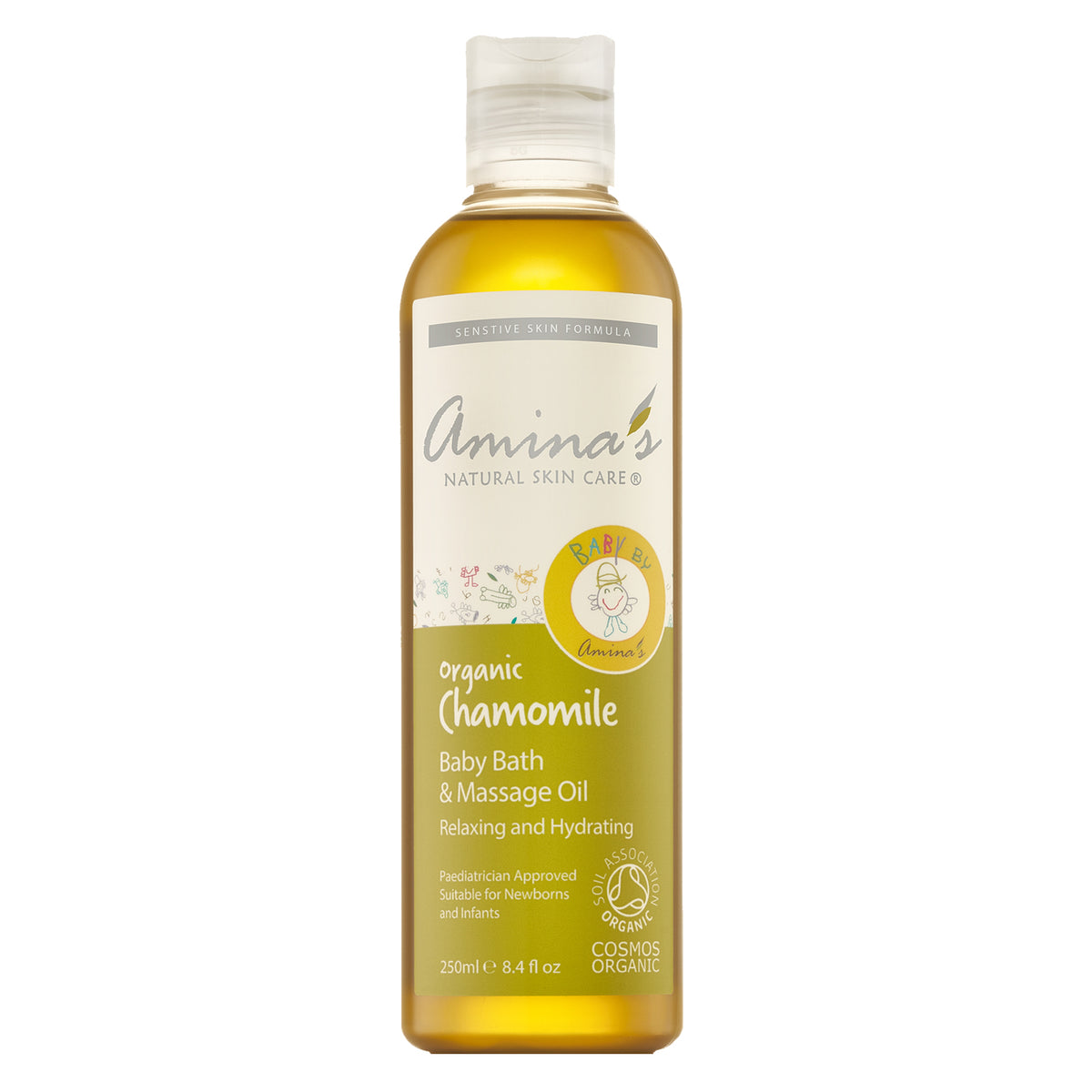 Amina's Organic Baby Chamomile Bath & Massage Oil, 250ml Amina's Organic Baby Chamomile Bath & Massage Oil, 250ml