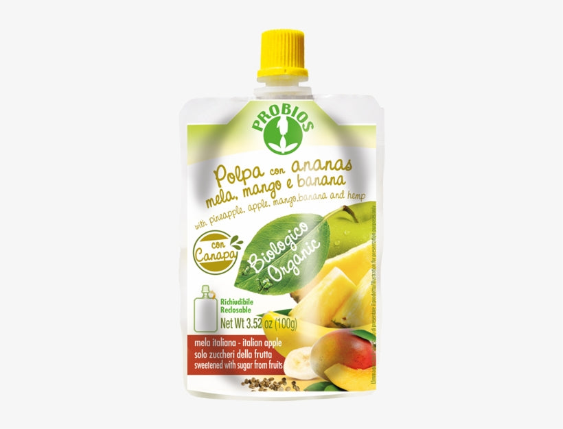 Pineapple, Apple, Mango, Banana Purée With Hemp (100G) - BambiniJO