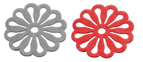 Fackelmann - Coaster, Artificial Felt, Ø100 mm, 4 Pcs (Grey, Red) Fackelmann - Coaster, Artificial Felt, Ø100 mm, 4 Pcs (Grey, Red)