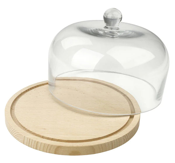 Fackelmann - Cheese Cover, Nature Beech, Glass Cover, Ø200X140 mm, 2 Parts Fackelmann - Cheese Cover, Nature Beech, Glass Cover, Ø200X140 mm, 2 Parts