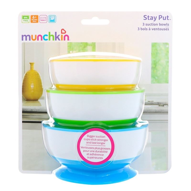 Munchkin Stay-Put Suction Bowls - 3 Pack - BambiniJO