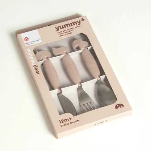 YummyPlus Easy Grip Cutlery Set Deer Fiends Grey YummyPlus Easy Grip Cutlery Set Deer Fiends Grey