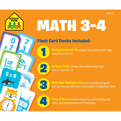 Math Grades 3-4 Flash Cards 4-Pack - BambiniJO