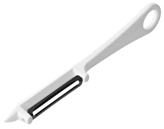 Fackelmann - Vegetable Peeler, Plastic Handle, Stainless Steel Blade, 165 mm (White/Silver)