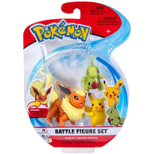 Pokemon - Battle Figure Set 3-pack - Female Pikachu, Larvitar, Flareon