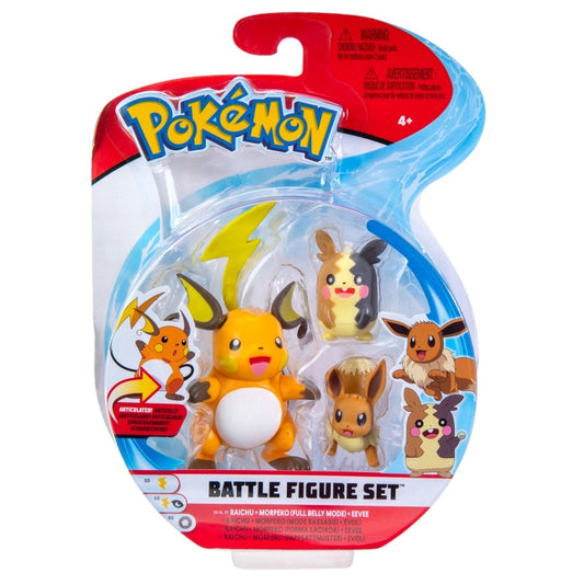 Pokemon - Battle Figure Set 3-pack - Raichu, Eevee, Full Belly Morpeko