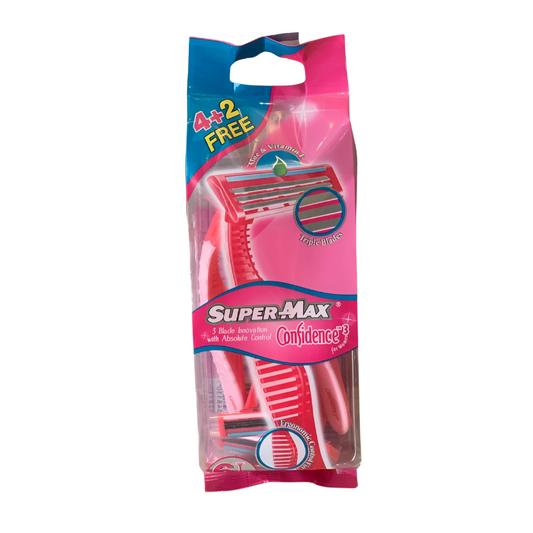 Supermax triple blades with strip confidence grip 4+2 free ladies - BambiniJO | Buy Online | Jordan