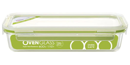 Komax - Oven Glass Rectangular Food Storage Container, 1.9 L