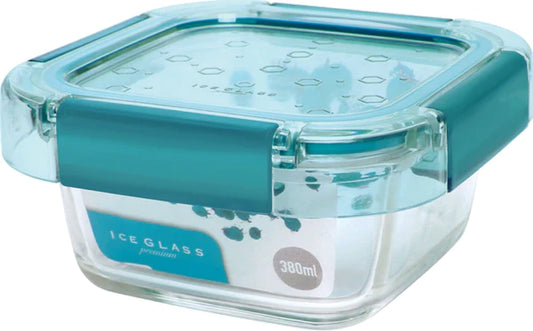 Komax -  Ice Glass Premium Square Food Storage Container, 380 ml (Mint)