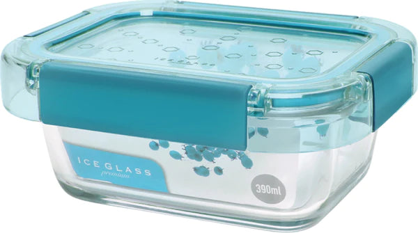 Komax - Ice Glass Premium Rectangular Food Storage Container, 385 ml (Mint) Komax - Ice Glass Premium Rectangular Food Storage Container, 385 ml (Mint)