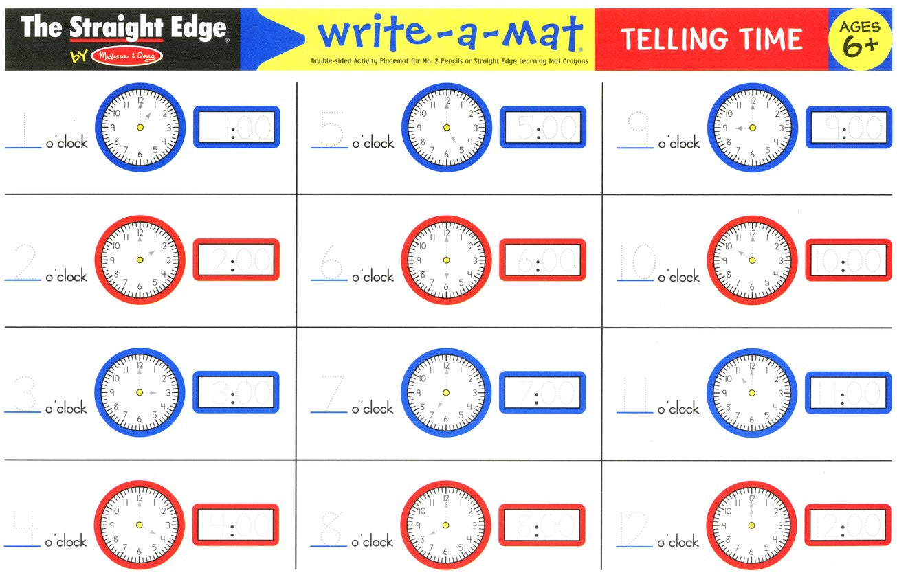 Melissa & Doug TELLING TIME WRITE-A-MAT (BUNDLE OF 6) Melissa & Doug TELLING TIME WRITE-A-MAT (BUNDLE OF 6)