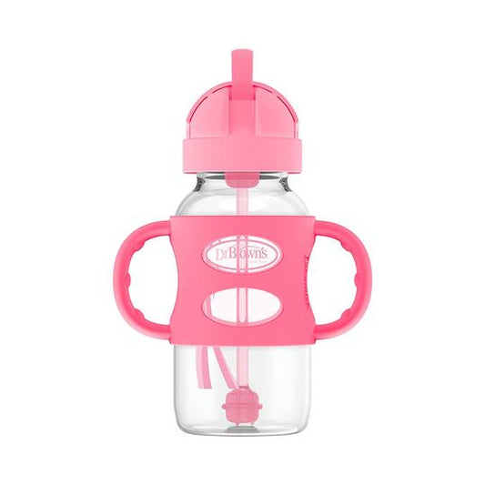 Dr. Brown's 270 ml Wide-Neck Weighted Sippy Bottle with Silicone Handles, Pink, 6m+ - BambiniJO | Buy Online | Jordan