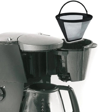 Fackelmann - Reusable Coffee Filter NO .4, Stainless Steel, Ø115X85 mm, 12 Cups (Silver/Black)