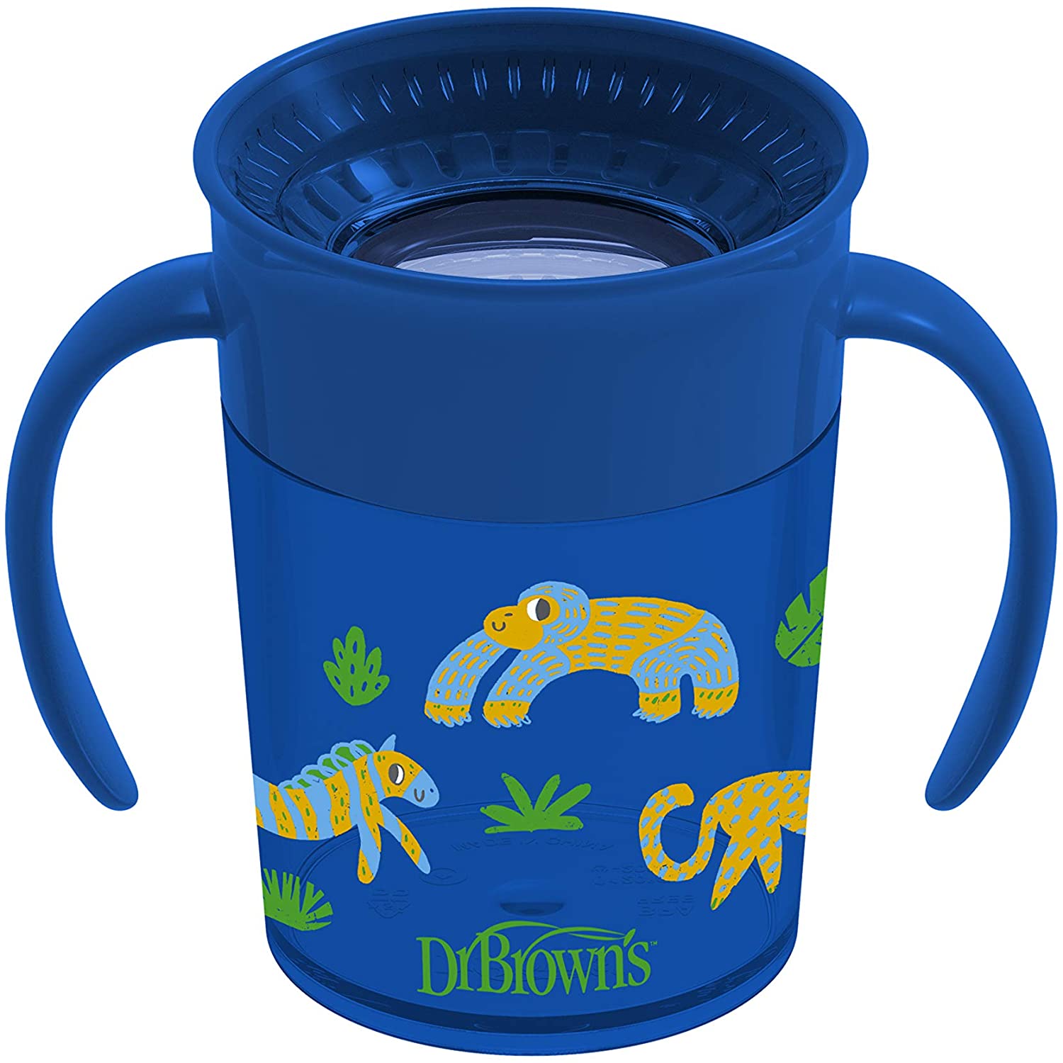 Dr. Brown's - Cheers 360 Spoutless Training Cup with lid Blue Animals, 6m+ | 200ml Dr. Brown's - Cheers 360 Spoutless Training Cup with lid Blue Animals, 6m+ | 200ml